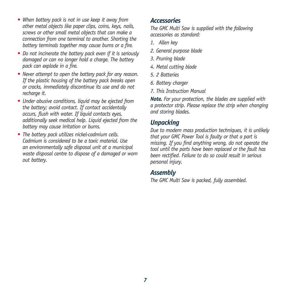 Accessories, Unpacking, Assembly | Global Machinery Company TRM18V User Manual | Page 7 / 12
