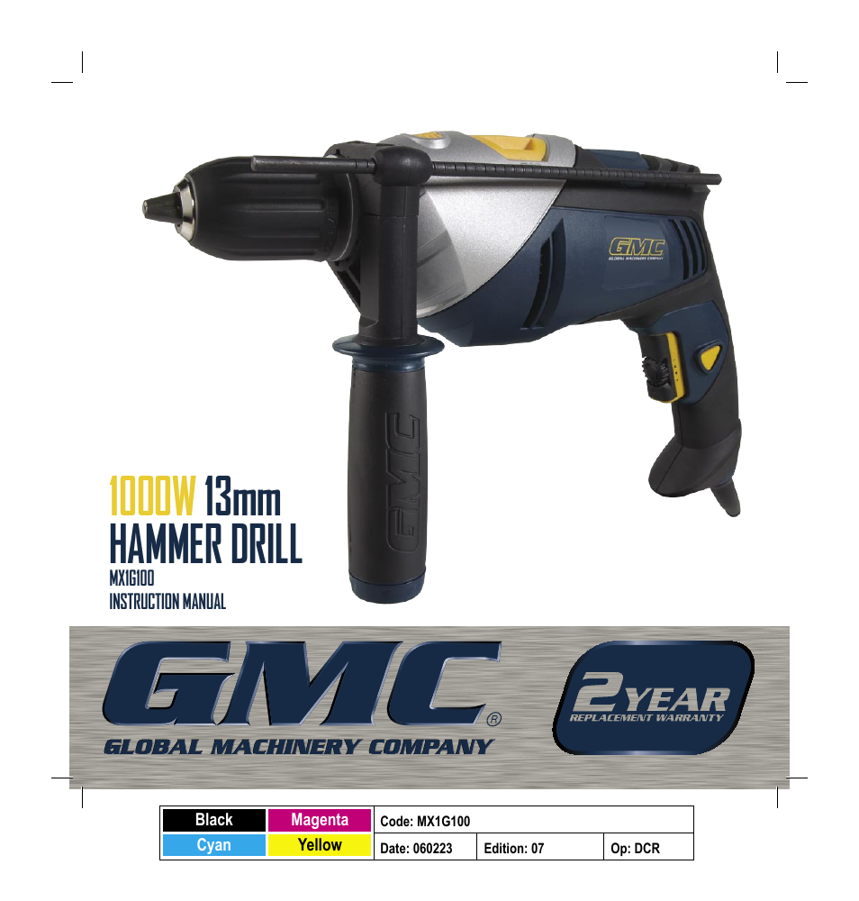 Global Machinery Company MX1G100 User Manual | 12 pages