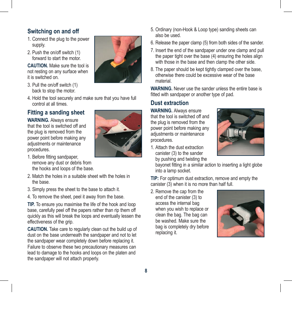 Global Machinery Company 300W CARBON FIBRE 1/3 SHEET ORBITAL OS187CF User Manual | Page 8 / 12