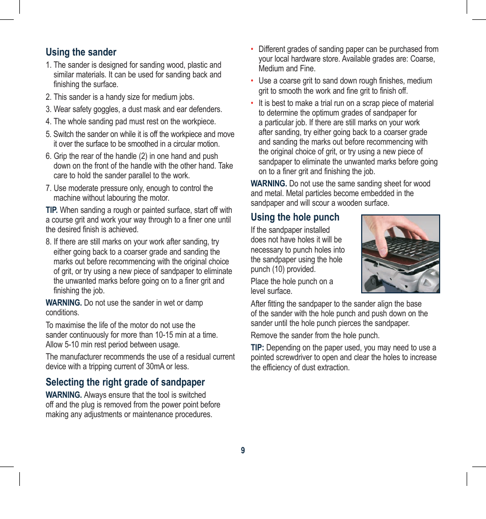 Global Machinery Company 300W CARBON FIBRE 1/3 SHEET ORBITAL OS187CF User Manual | Page 9 / 12