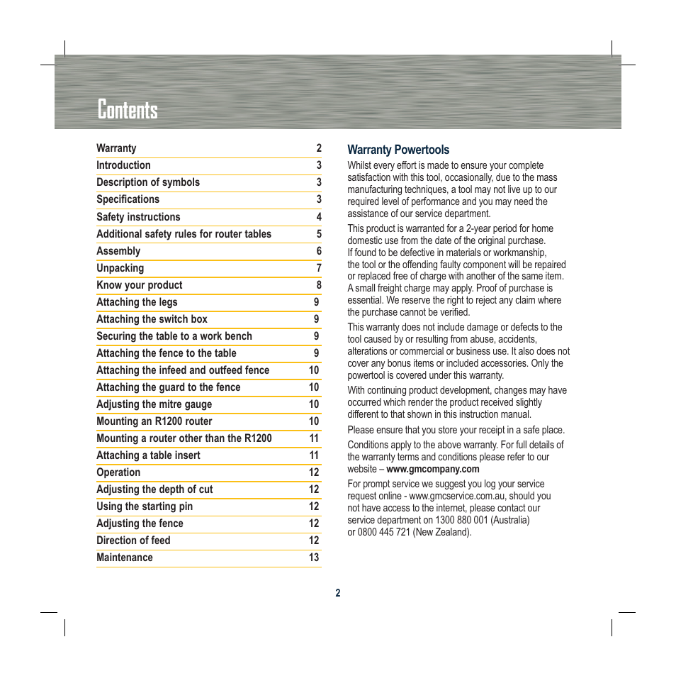 Global Machinery Company RT300 User Manual | Page 2 / 16