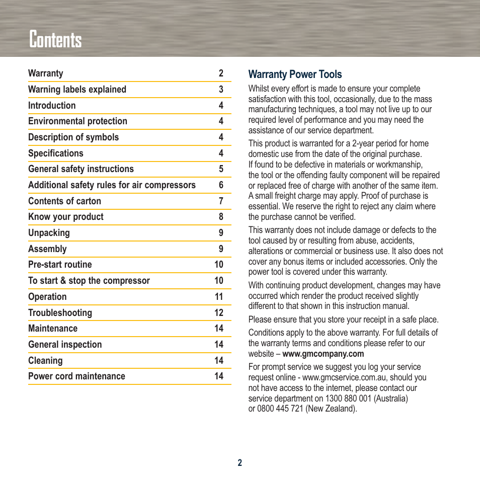 Global Machinery Company EAC30 User Manual | Page 2 / 16