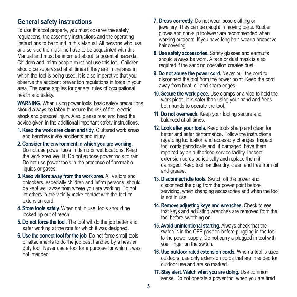 General safety instructions | Global Machinery Company EAC30 User Manual | Page 5 / 16