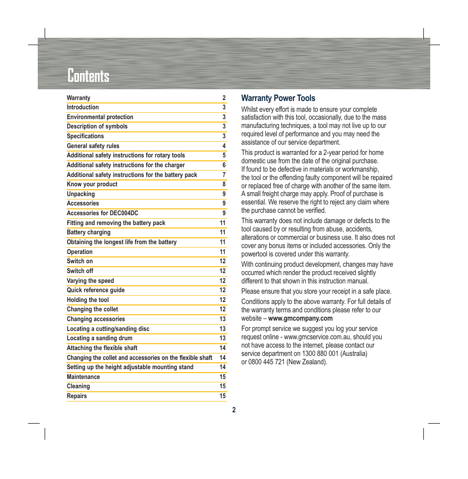 Global Machinery Company DEC004DC User Manual | Page 2 / 16