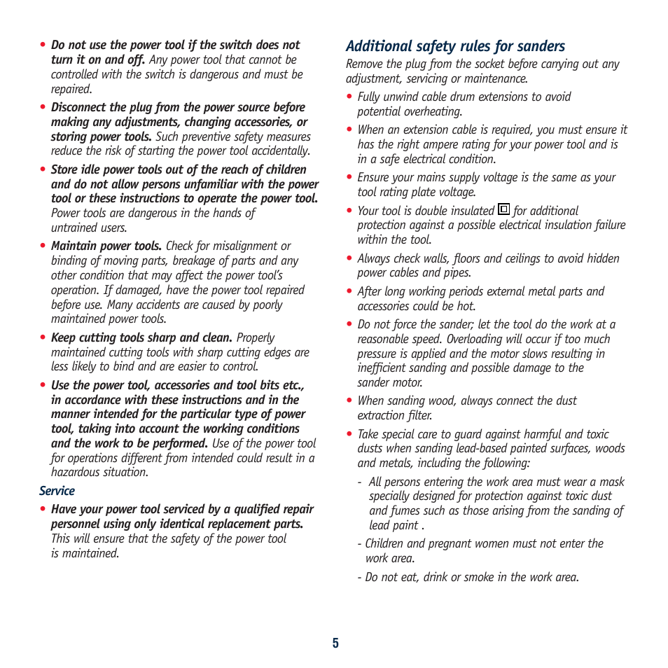 Additional safety rules for sanders | Global Machinery Company SA120 User Manual | Page 5 / 12