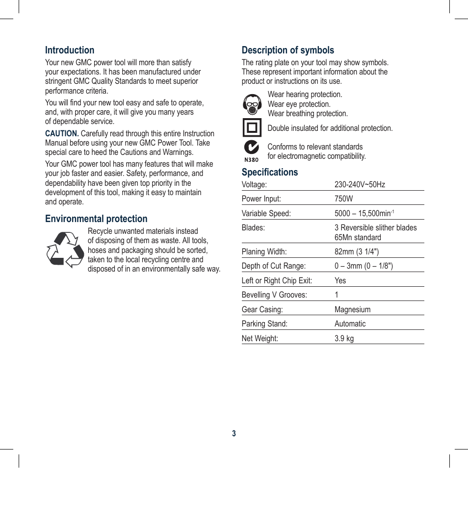 Global Machinery Company 3BVSIPCF User Manual | Page 3 / 16