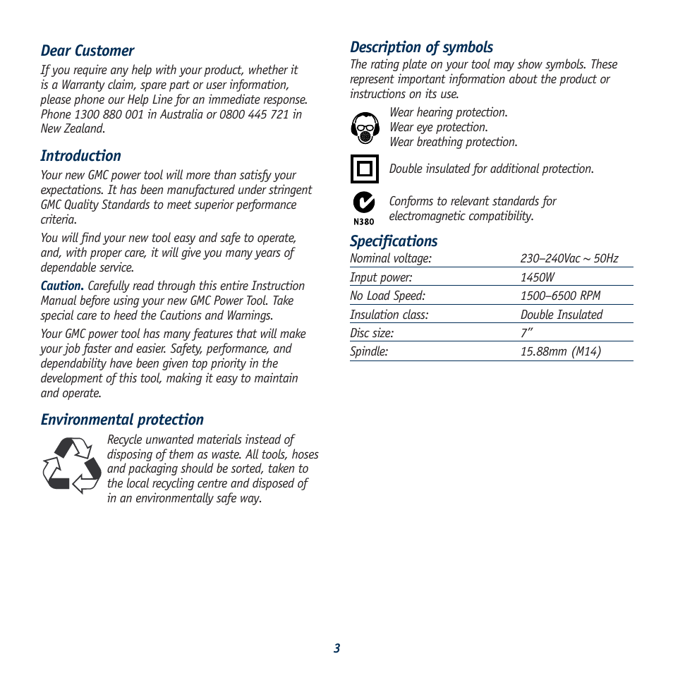 Global Machinery Company POL1450 User Manual | Page 3 / 16