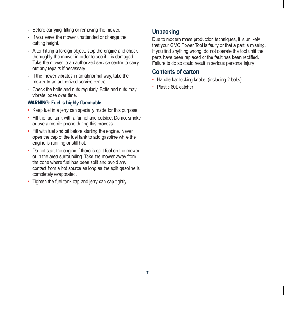 Global Machinery Company RL501A User Manual | Page 7 / 16
