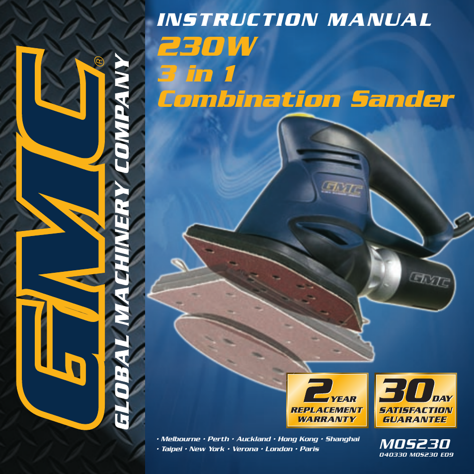 Global Machinery Company 230W User Manual | 12 pages