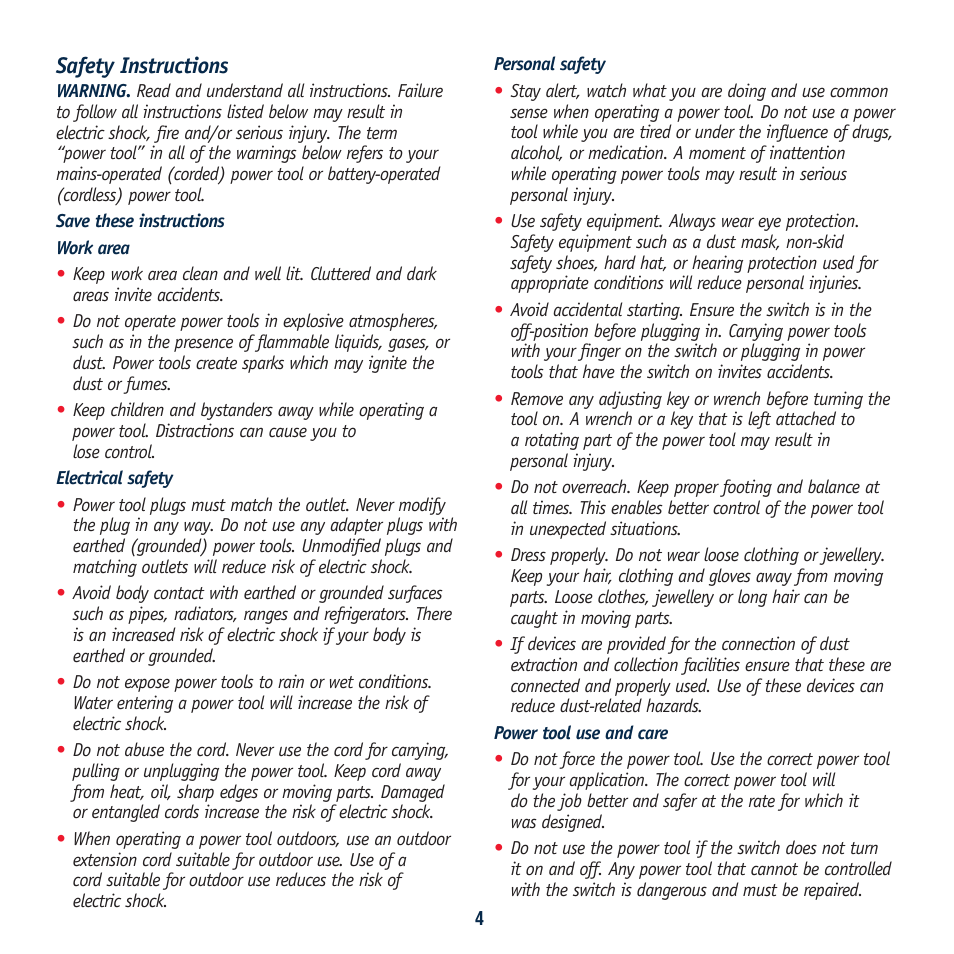 Safety instructions | Global Machinery Company 230W User Manual | Page 4 / 12