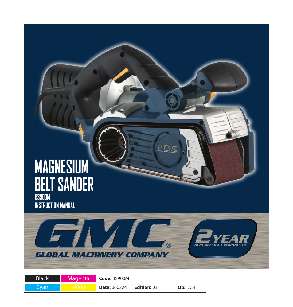 Global Machinery Company BS900M User Manual | 12 pages