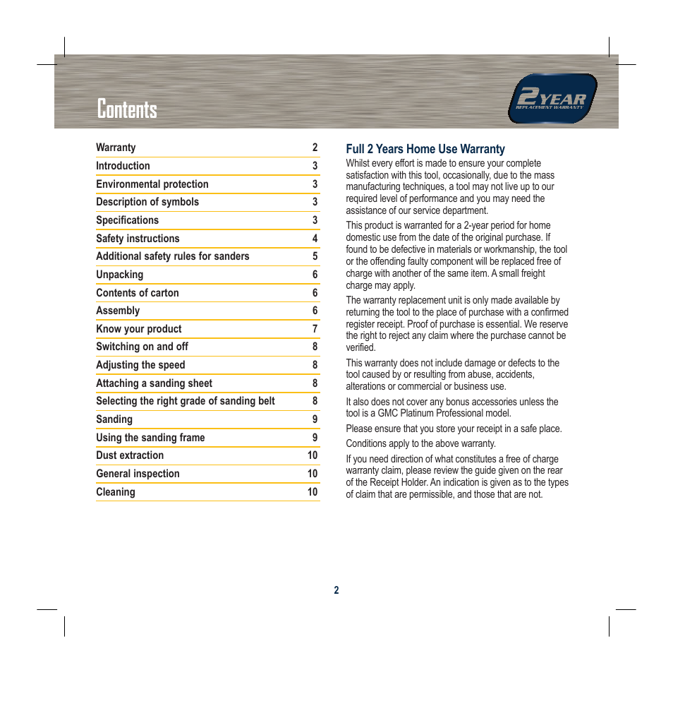 Global Machinery Company BS900M User Manual | Page 2 / 12