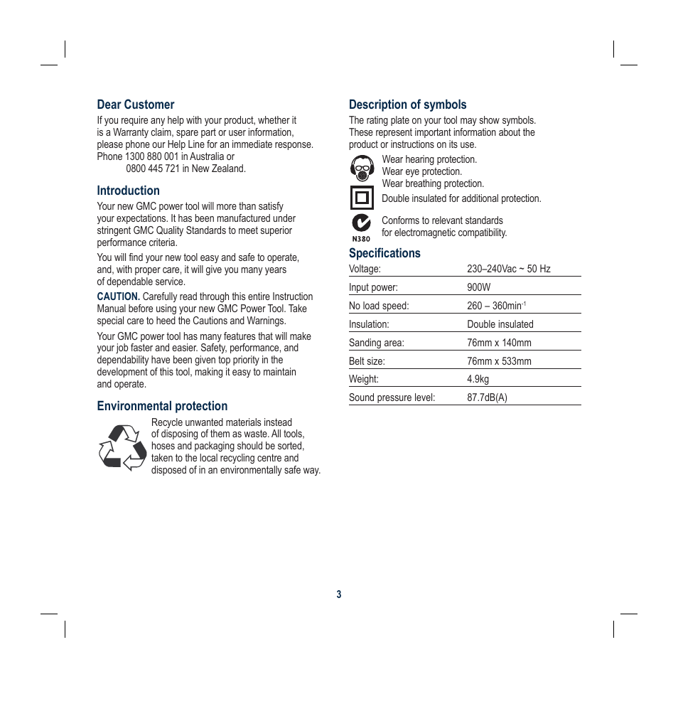 Global Machinery Company BS900M User Manual | Page 3 / 12