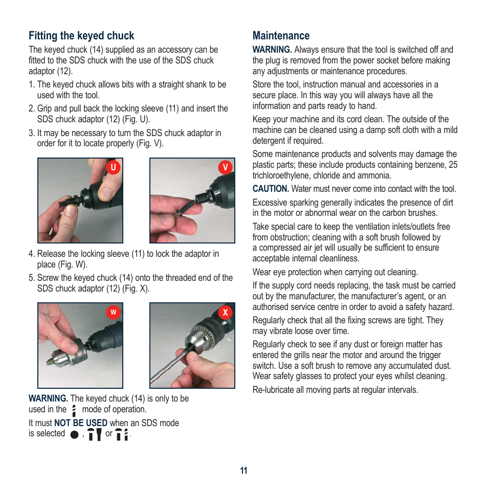 Fitting the keyed chuck, Maintenance | Global Machinery Company MAG950HD User Manual | Page 11 / 12