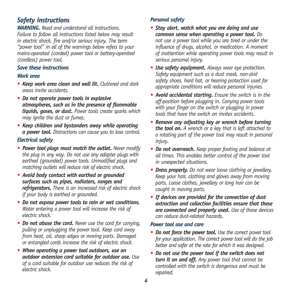 Safety instructions | Global Machinery Company CBL18 User Manual | Page 4 / 12