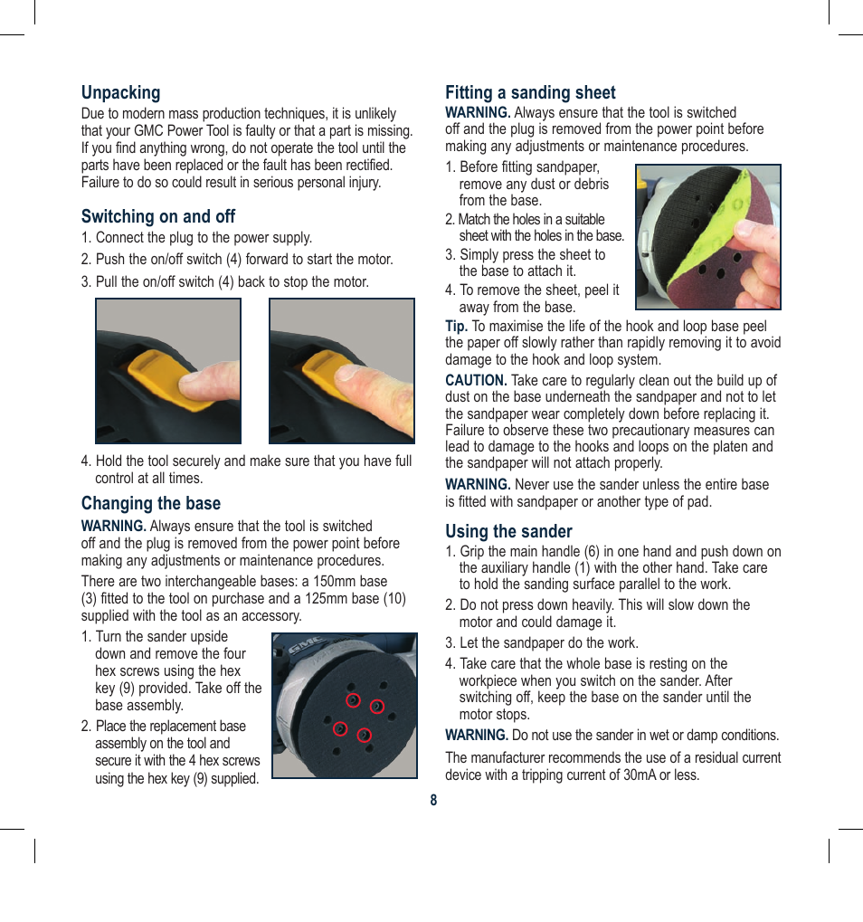 Global Machinery Company ROS150CF User Manual | Page 8 / 12