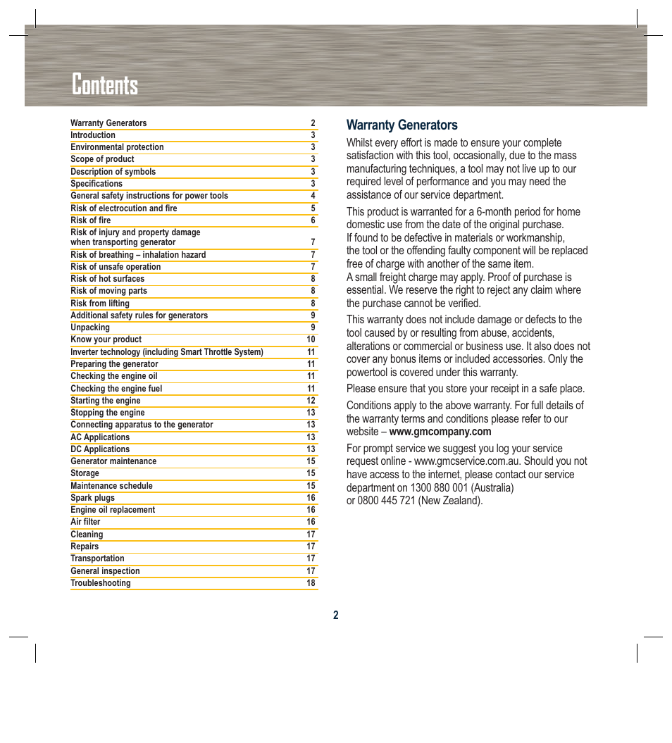 Global Machinery Company G25 User Manual | Page 2 / 24