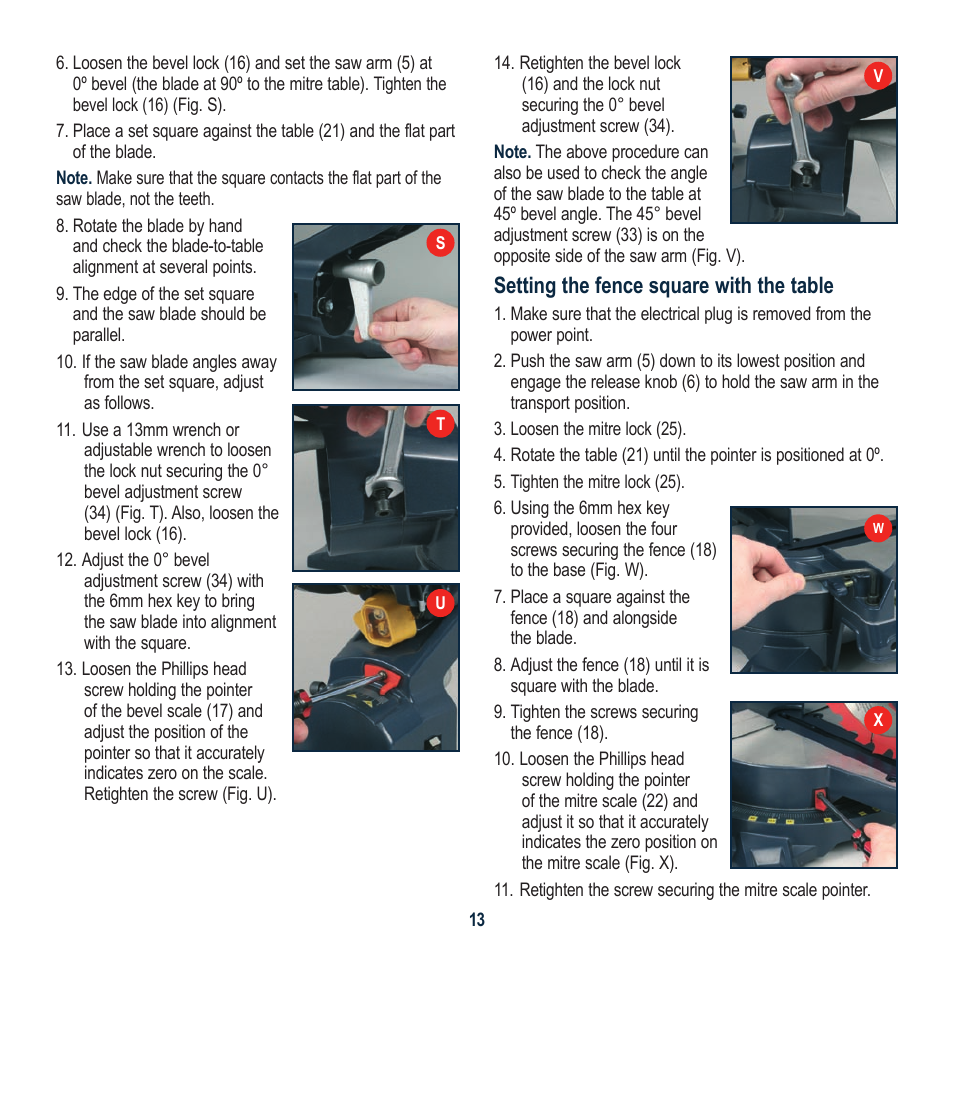 Setting the fence square with the table | Global Machinery Company LSM210A User Manual | Page 13 / 20