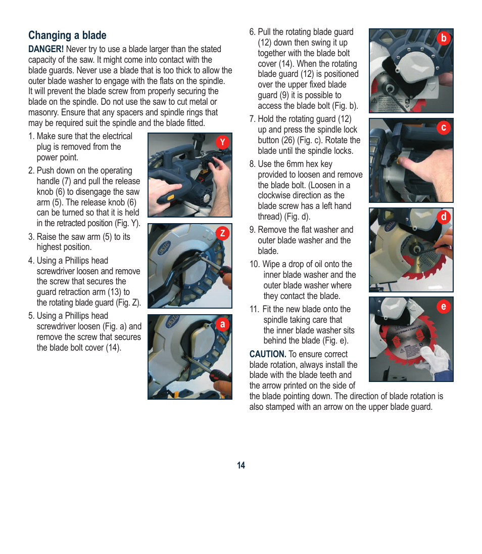 Changing a blade | Global Machinery Company LSM210A User Manual | Page 14 / 20