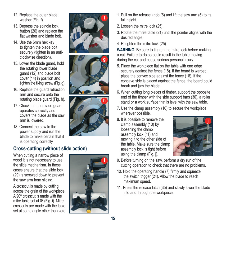 Cross-cutting (without slide action) | Global Machinery Company LSM210A User Manual | Page 15 / 20