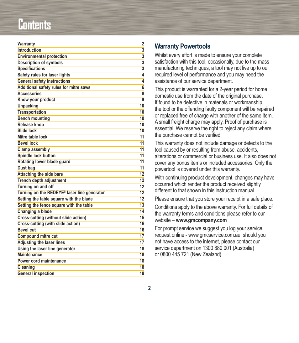 Global Machinery Company LSM210A User Manual | Page 2 / 20
