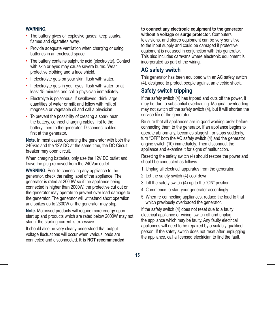 Global Machinery Company GEN2300ES User Manual | Page 15 / 24