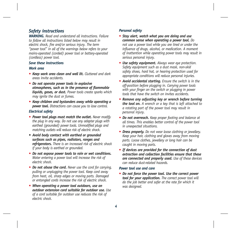 Safety instructions | Global Machinery Company SA146 User Manual | Page 4 / 12