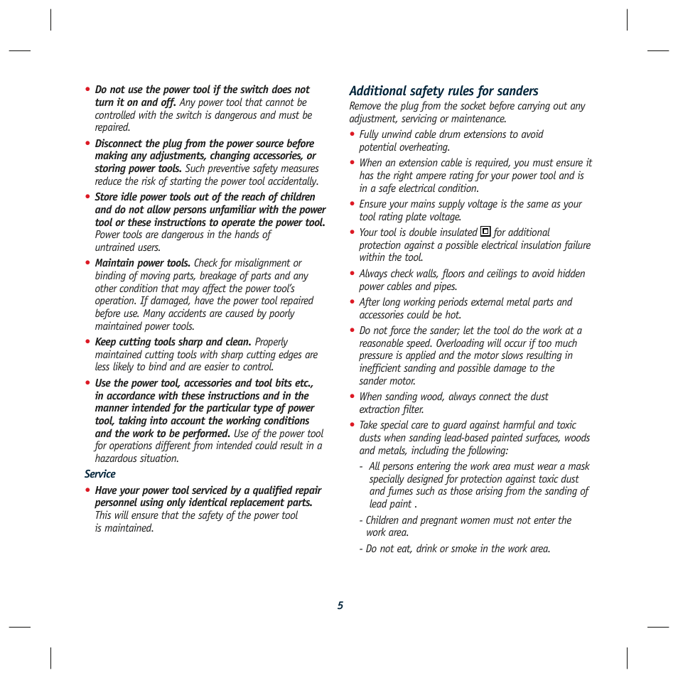 Additional safety rules for sanders | Global Machinery Company SA146 User Manual | Page 5 / 12