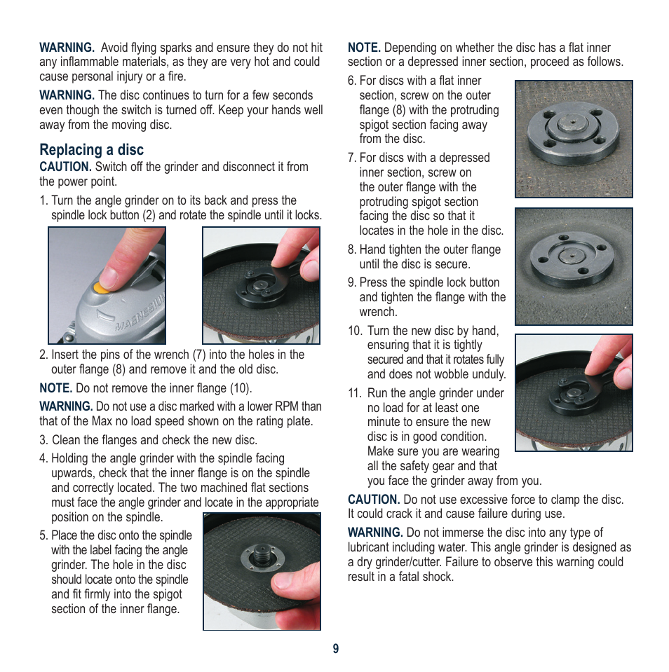 Replacing a disc | Global Machinery Company MX100MAG User Manual | Page 9 / 12