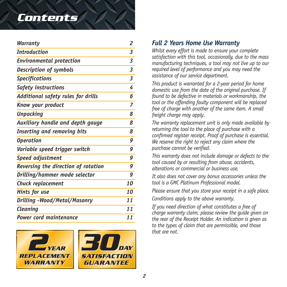 Global Machinery Company HD1400K User Manual | Page 2 / 12