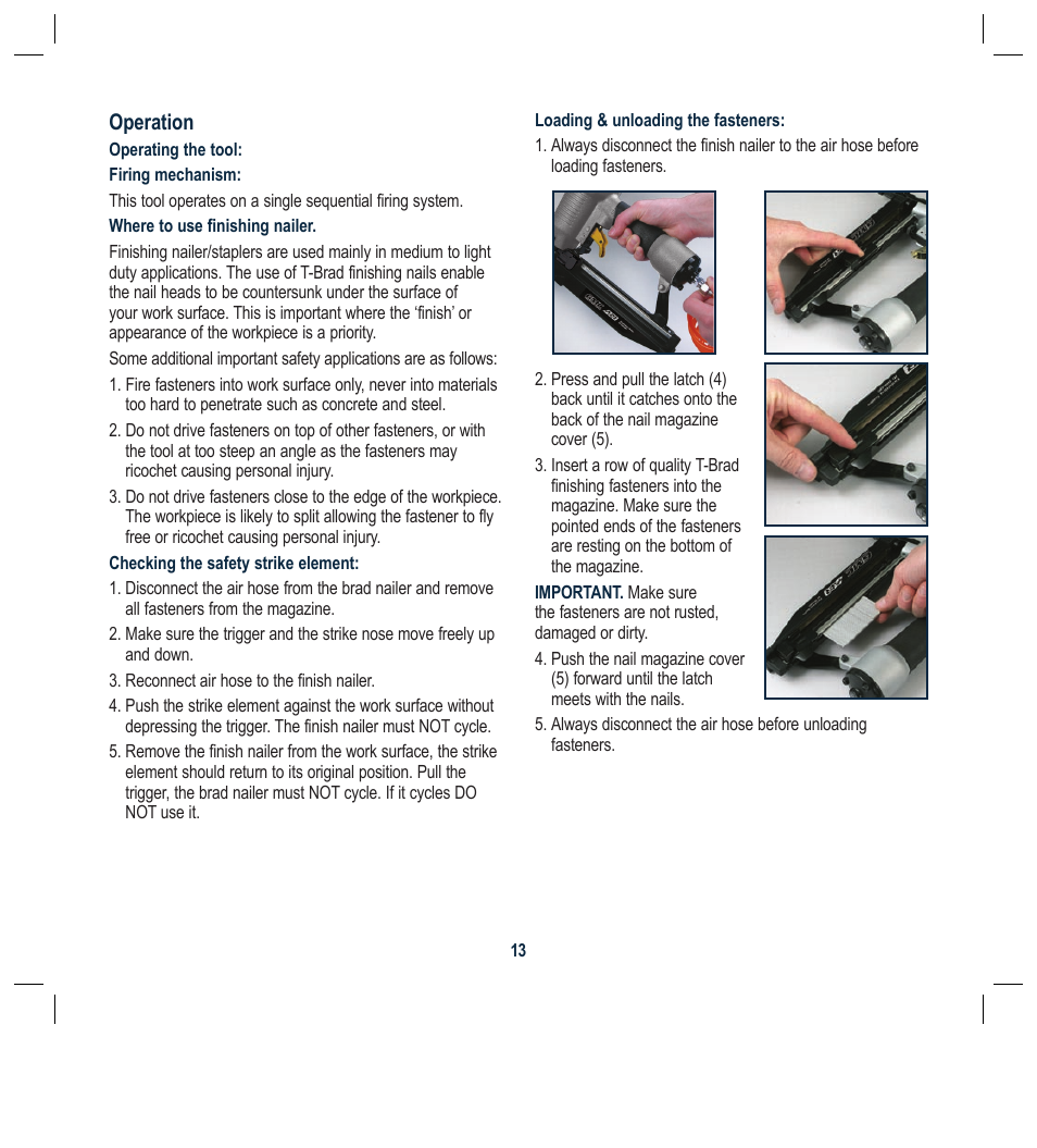 Operation | Global Machinery Company ATBR1650-3PK User Manual | Page 13 / 47