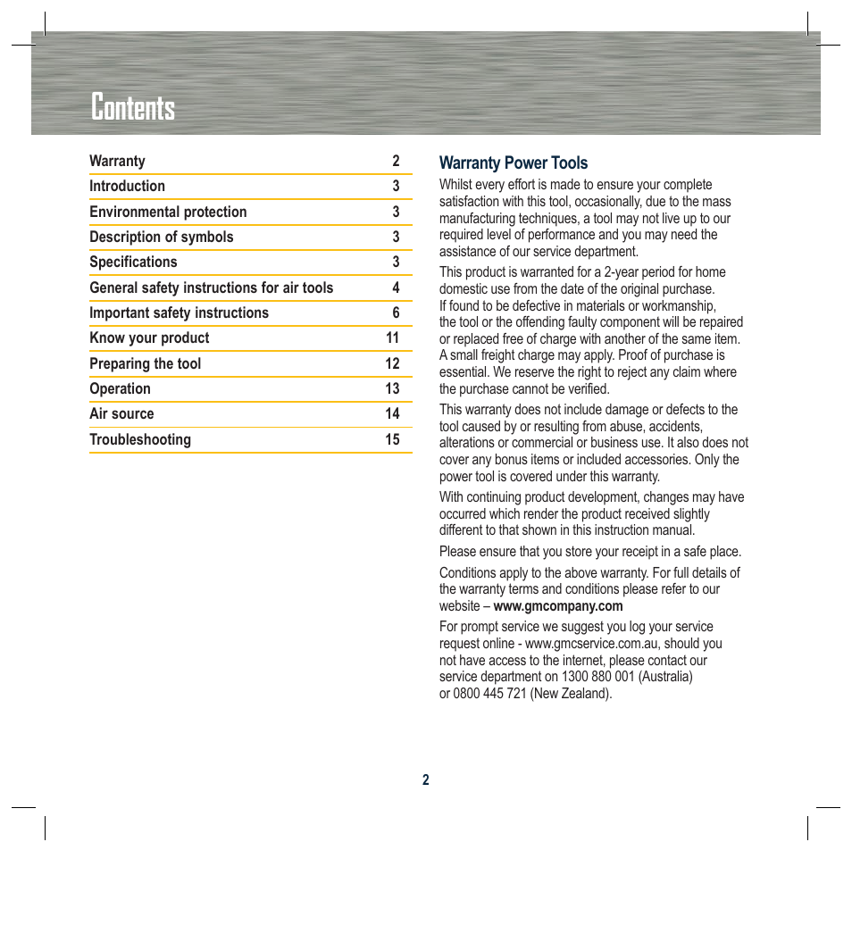 Global Machinery Company ATBR1650-3PK User Manual | Page 2 / 47