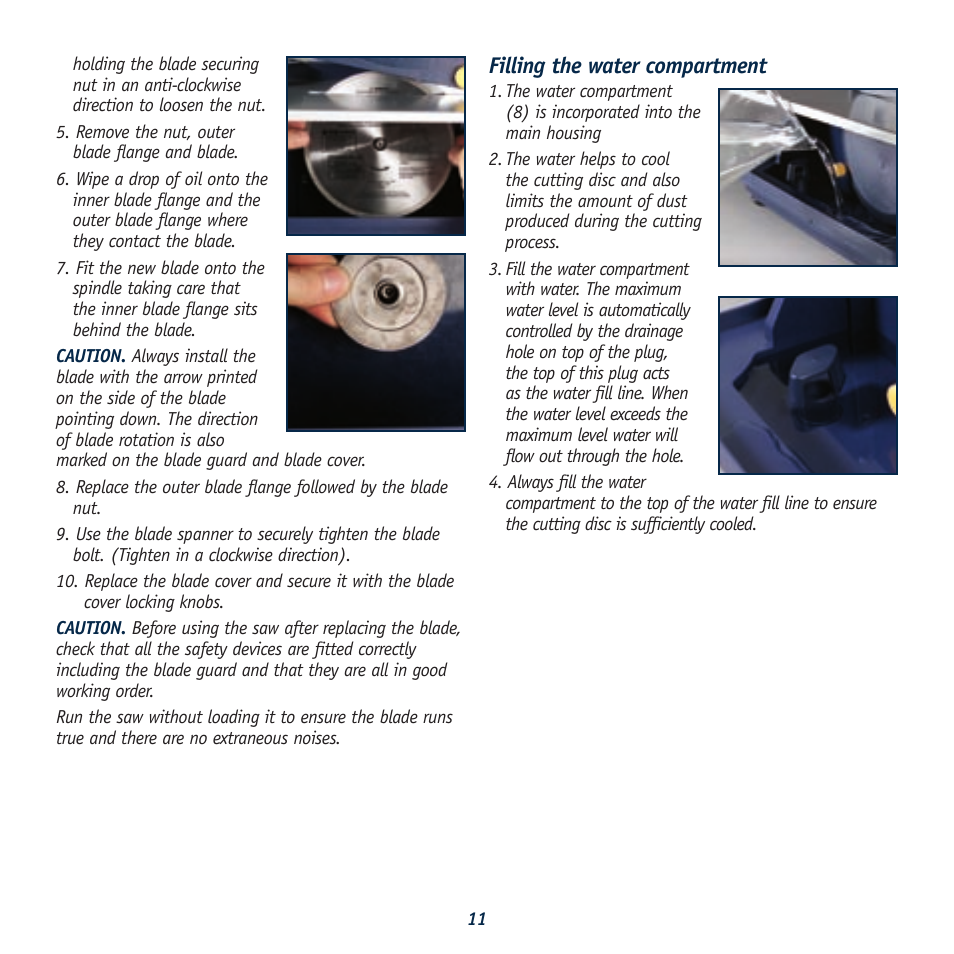 Filling the water compartment | Global Machinery Company 040521 ED8 PR User Manual | Page 11 / 16