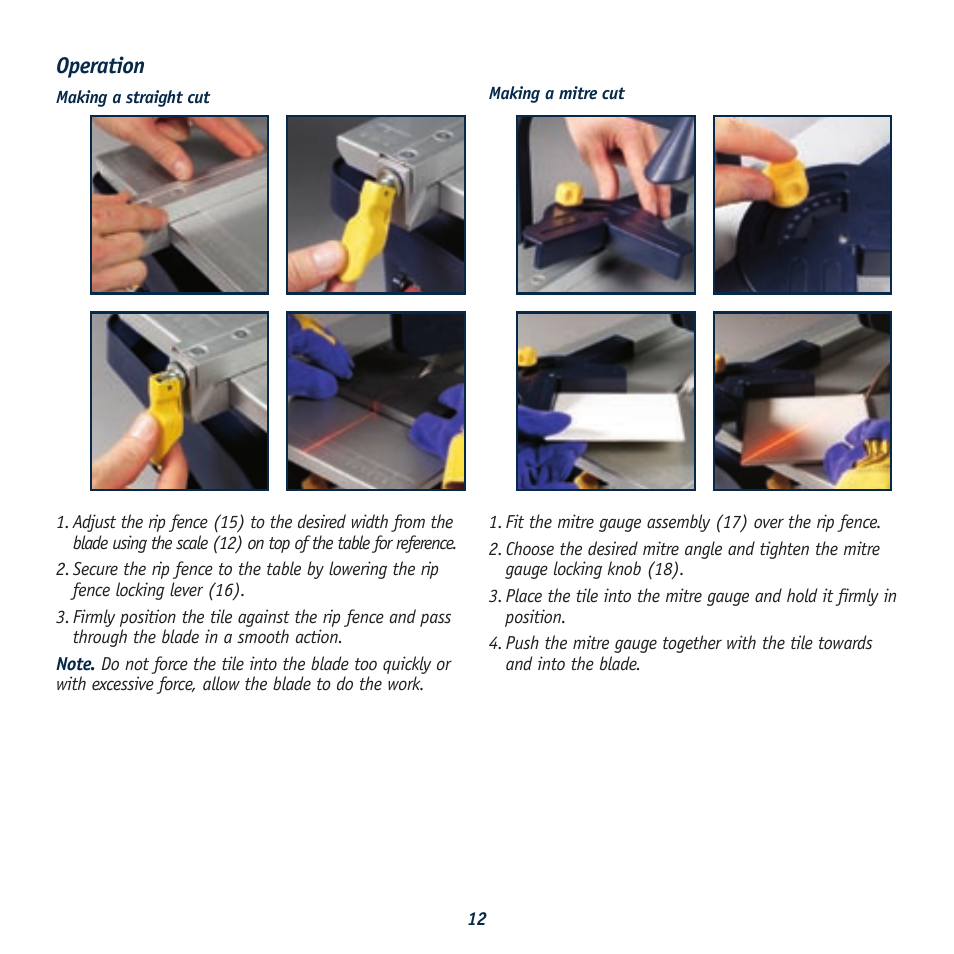 Operation | Global Machinery Company 040521 ED8 PR User Manual | Page 12 / 16