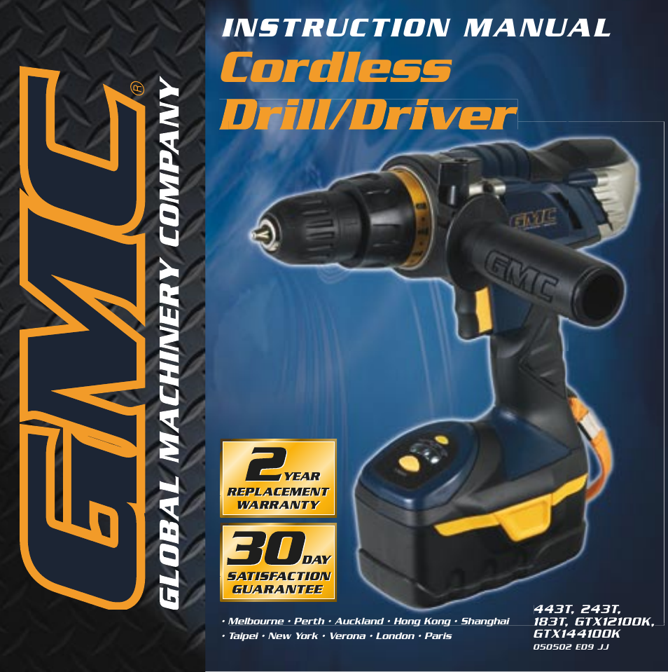 Global Machinery Company GTX12100K User Manual | 12 pages