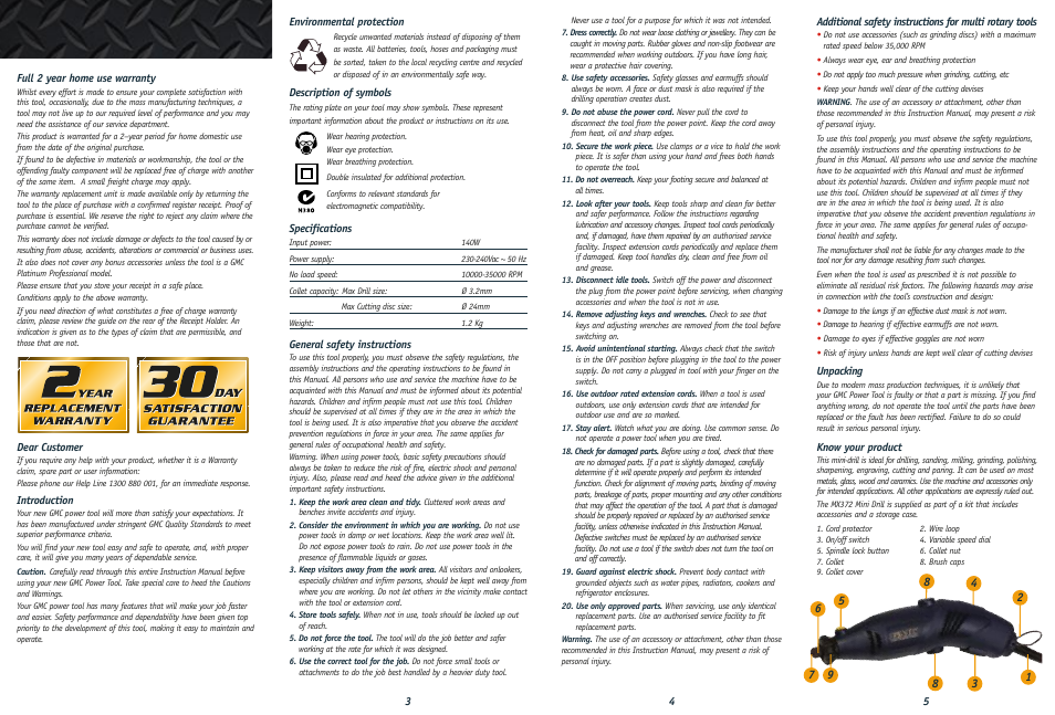 Global Machinery Company MX372 User Manual | 2 pages