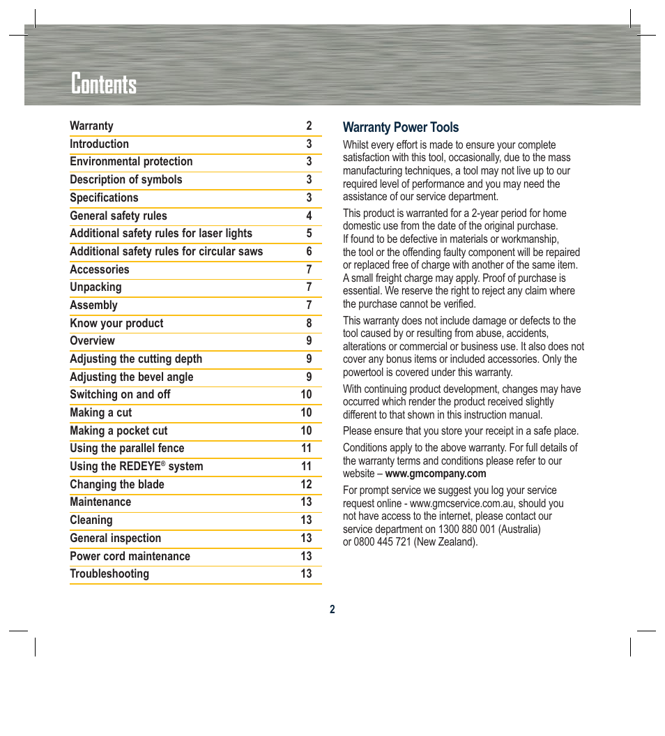 Global Machinery Company LS1800M User Manual | Page 2 / 16
