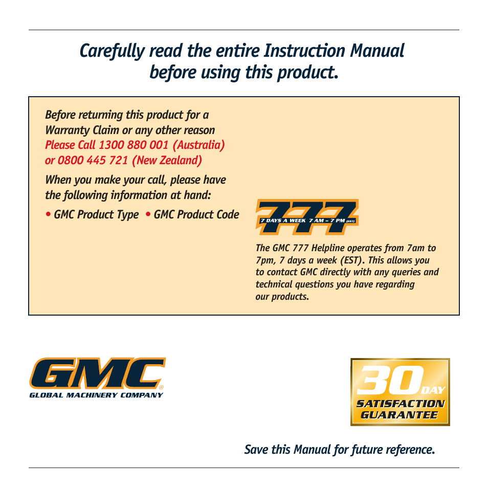 Global Machinery Company LJS500 User Manual | Page 12 / 12