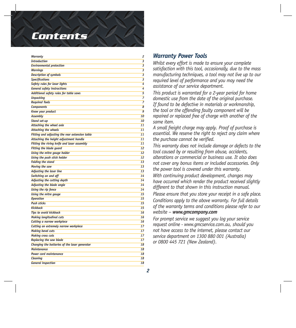 Global Machinery Company REDEYE LS250TS2000W User Manual | Page 2 / 20