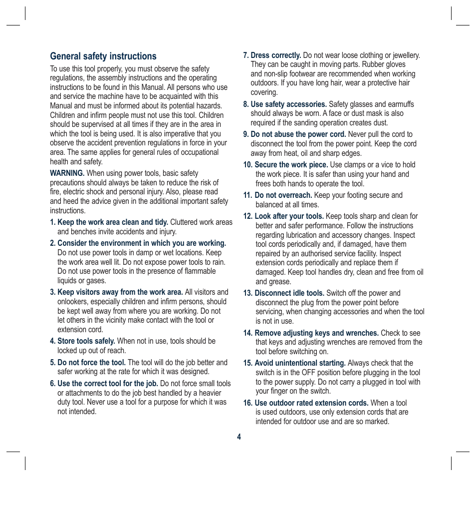 General safety instructions | Global Machinery Company RDC8LA User Manual | Page 4 / 12