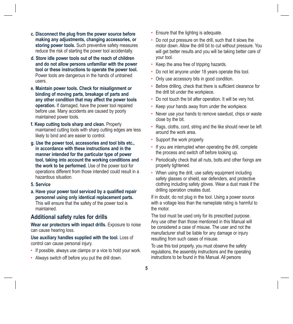 Additional safety rules for drills | Global Machinery Company BL1181 User Manual | Page 5 / 16
