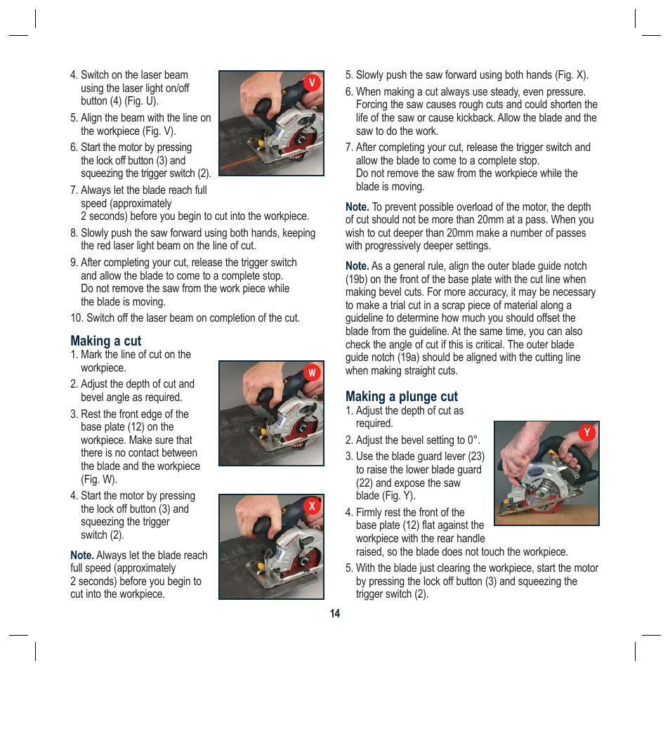 Making a cut, Making a plunge cut | Global Machinery Company TTS5000M User Manual | Page 14 / 20