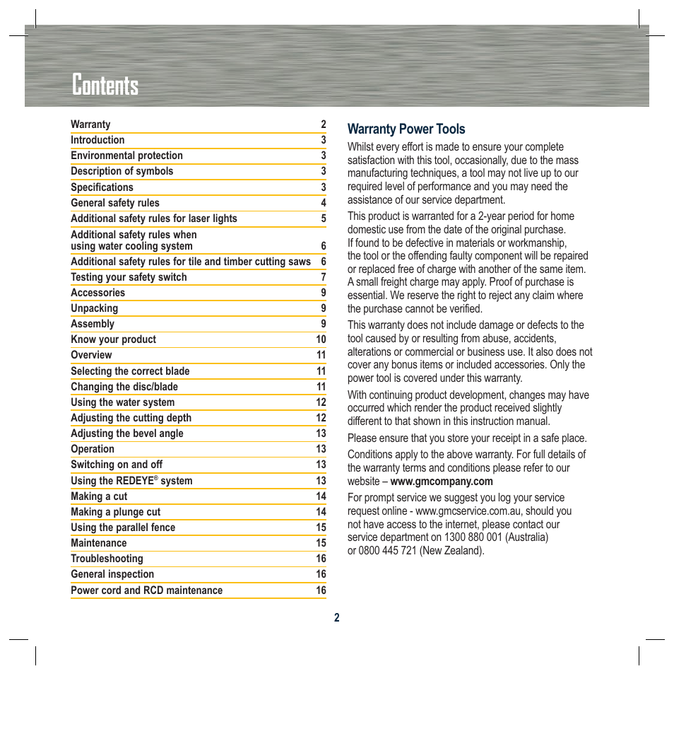 Global Machinery Company TTS5000M User Manual | Page 2 / 20