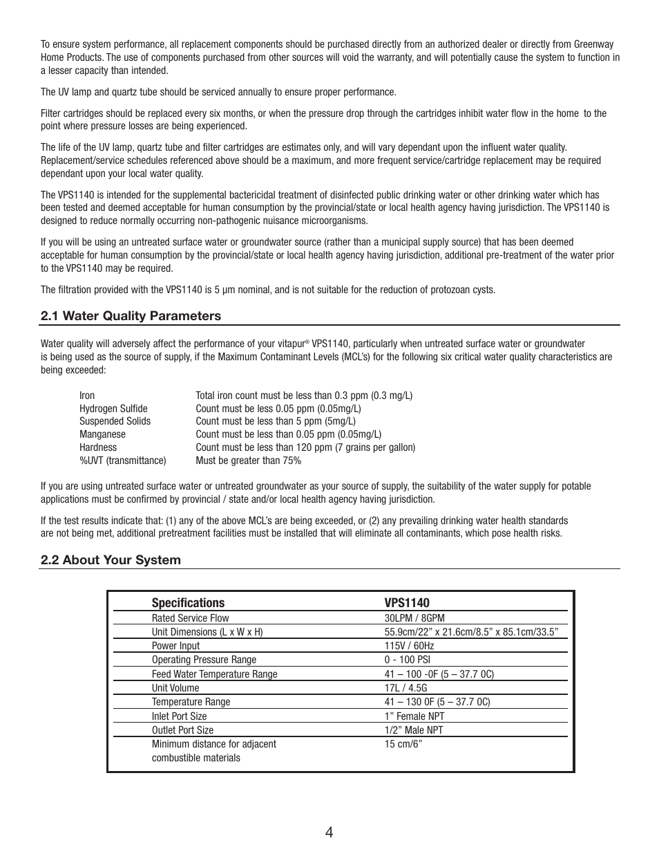 Greenway Home Products VPS1140 User Manual | Page 5 / 13