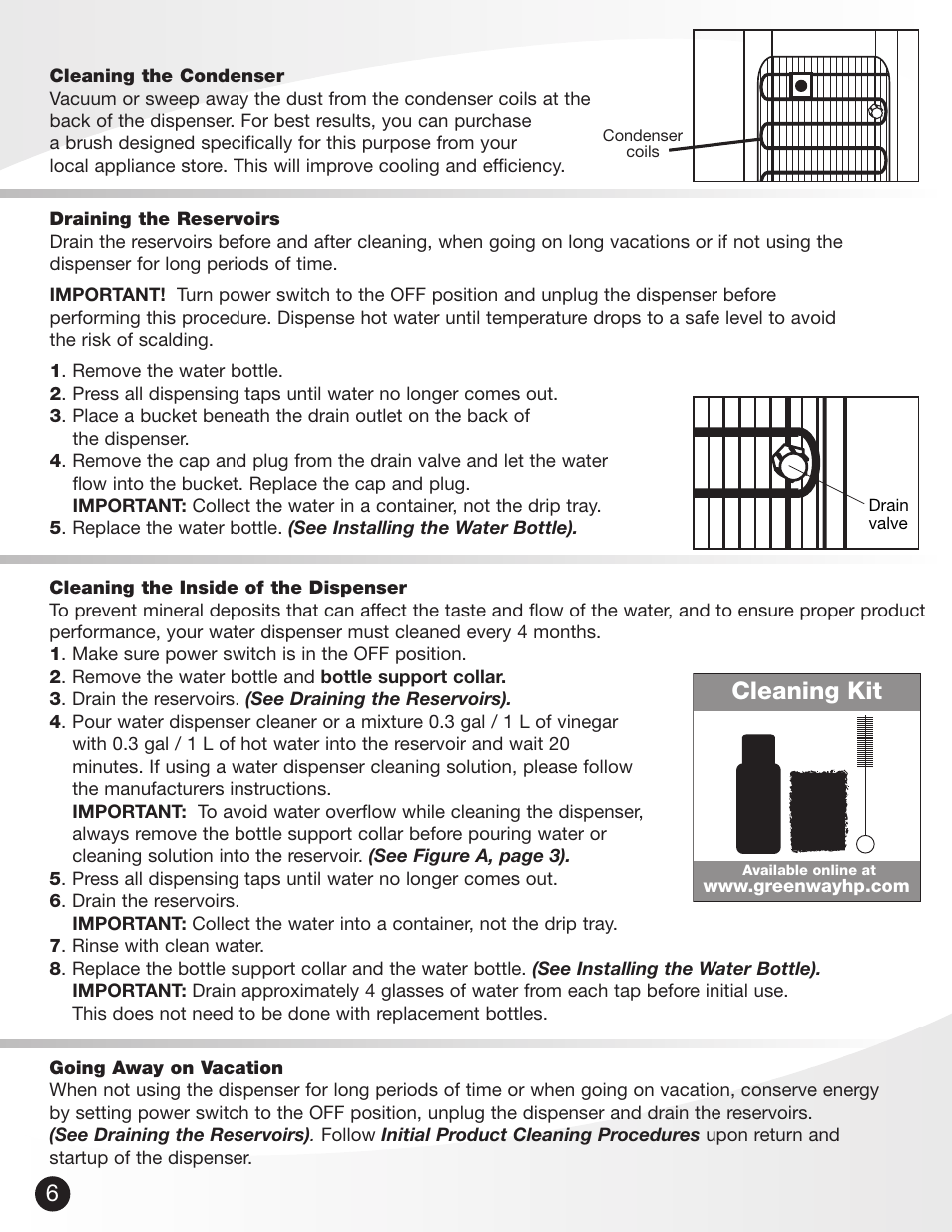 Cleaning kit | Greenway Home Products PWD8975W User Manual | Page 7 / 9