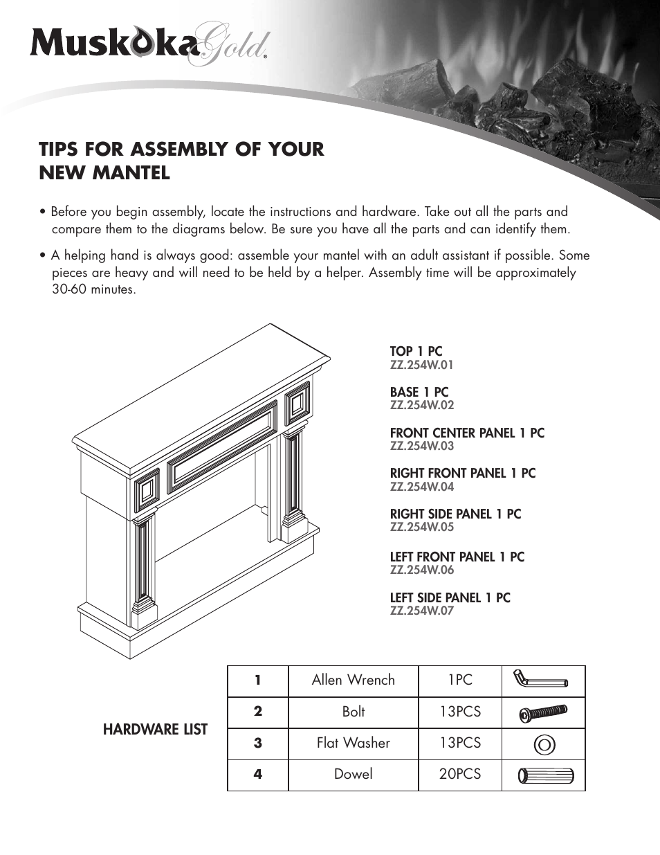 Tips for assembly of your new mantel | Greenway Home Products Muskoka MM254W User Manual | Page 2 / 5