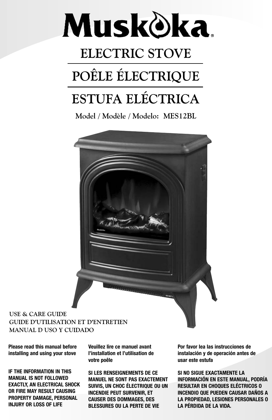 Greenway Home Products Muskoka Electric Stove MES12BL User Manual | 6 pages