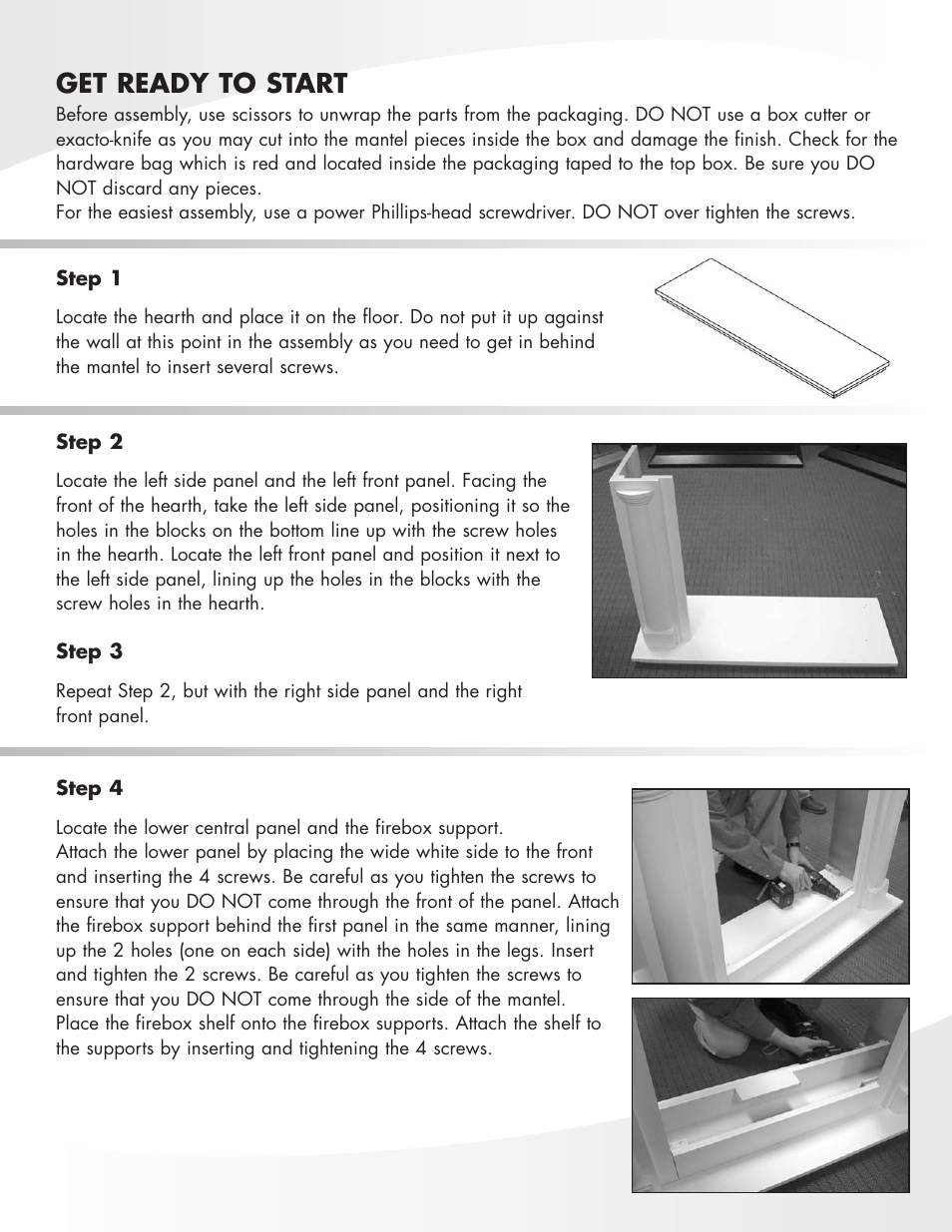 Get ready to start | Greenway Home Products Muskoka MM289CW User Manual | Page 3 / 7