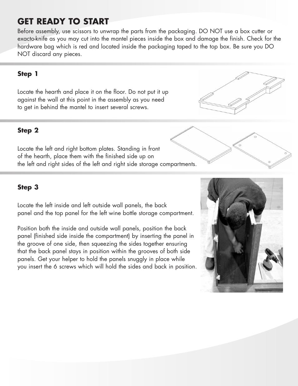 Get ready to start | Greenway Home Products Bordeaux GEF28WCDO User Manual | Page 3 / 9
