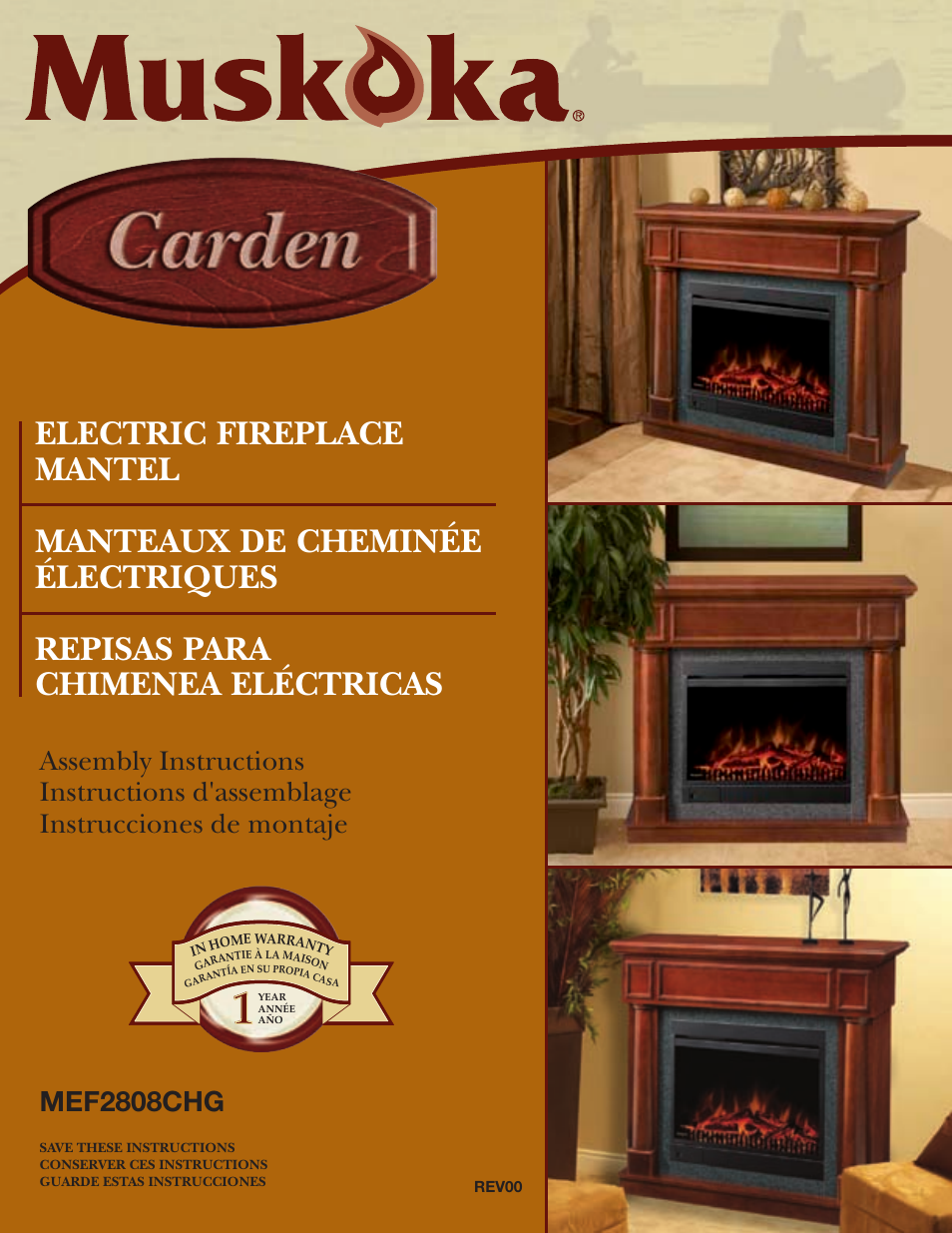 Greenway Home Products Electric Fireplace Mantel MEF2808CHG User Manual | 3 pages